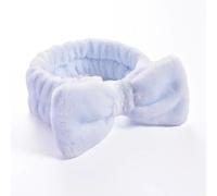 Women Solid Bow Headbands Coral Fleece Makeup Spa Wash Face Turban Head Wrap Girls Hair Towel Accessories Head Band Hairbands(Light Blue)