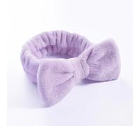 Women Solid Bow Headbands Coral Fleece Makeup Spa Wash Face Turban Head Wrap Girls Hair Towel Accessories Head Band Hairbands(Light Purple)
