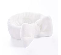 Women Solid Bow Headbands Coral Fleece Makeup Spa Wash Face Turban Head Wrap Girls Hair Towel Accessories Head Band Hairbands(White)