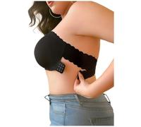 Women Solid Bra Gathering Support Inner Bandeau Top(Black XXL)