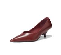 Women Solid Color 5cm Closed Pointed Toe High Heels Formal Work Office Dress Shoes (red,6)