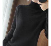 Women Solid Color For Stand Up Collar Pullover Sweater Thick Knitted Long Sleeve Winter Warm Top For Daily Home Club Vacation Holiday Wear Size S To Xxl(M Black)