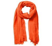 Women Solid Crinkle Vintage Soft Scarf With Fringed Long Edges Scarves Summer Scarfs for Women Lightweight (Orange, One Size)