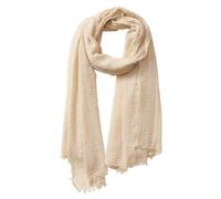 Women Solid Crinkle Vintage Soft Scarf With Fringed Long Edges Scarves Summer Scarfs for Women Lightweight (Beige, One Size)