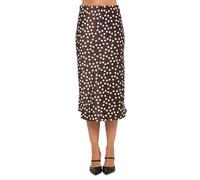 Women Solid High Waist Silky Casual Elastic Satin Midi Skirt -Made in USA (Available in Plus Size), Brownivory, M