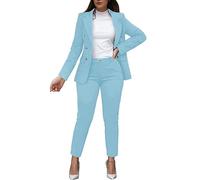 Women Solid Long Sleeved Suit Pockets Trousers Pants Suit Elegant Suit Interview Clothes Women Suit