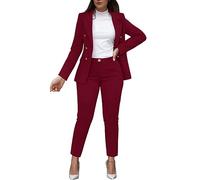 Women Solid Long Sleeved Suit Pockets Trousers Pants Suit Elegant Suit Interview Clothes Women Suit