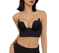 Women Solid Low Back Bras Underwired U Shape Backless Bras Multiple Convertible Straps Underwire Bra Athletic Bras (Black, XL)