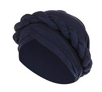 Women Solid Soft Headwear Wrap Head Scarf for Chemo Patient Pre-Tied Bonnet Hat Turban Caps Cotton Breathable Muticolor Navy One Size