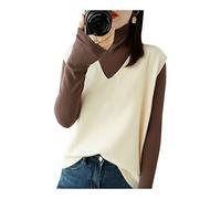 Women Solid Sweater Vests Sleeveless Jumper V Neck Knitted Jumper Tank Top Casual Gilets