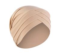 Women Solid Twisted Turban Cap Sleep Cap Stretchy Muslim Bonnet Chemo Cancer Hat for Patient with Har Loss, Muticolor Beige One Size