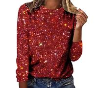 Women Sparkly Sequin Printed Top Shirt Loose V Neck Long Sleeve Blouse Fashion Casual T Shirt Tops Women Elegant Top Shirts Pullover Y2k Blouses Slim Fit Fitness Tunic Rave Outfits Carnival Outfits