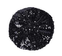 Women Sparkly Sequins Beret Hat Shining Beanie Cap for Dancing Party Night Fancy Dress, Sparkly Shining Beanie Cap for Women Girls Halloween Festival Party Club Berets Brimless Commuter Hat Black