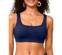 Women Sport Bra Swimsuit Top - Swim Bra Bikini Top Only Scoop Neck Bathing Suit 2025 Swimwear, Navy Blue, Large