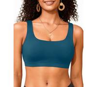 Women Sport Bra Swimsuit Top - Swim Bra Bikini Top Only Scoop Neck Bathing Suit 2025 Swimwear, Teal, XXL