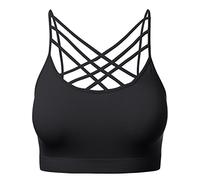 Women Sports Bra Criss Cross Strappy Wirefree Cami Bralette Crop Top, 102-black-4, XXL/3XL