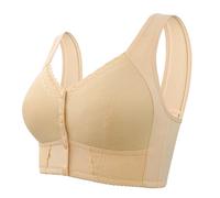 Women Sports Bra Plus Size Moona Bra for Senior Front Closure Breathable Bra for Seniors Wirefree Bras for Older Women Brazier for Women (Beige, 40)