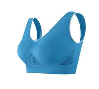 Women Sports Bras High Impact Support Bra Ladies Push Up Bralettes Wireless Padded Bralette Plus Size Gather Minimiser Seamless Comfort Yoga Vest Bras Breathable Everyday Underwear Blue