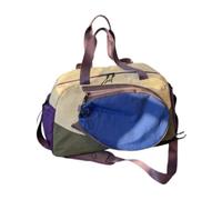 Women Sports Tote Bag Versatile Travel Duffel with Contrasting Color Block Design Visible Piping Zip Seam Trim and Shoulder Strap Suitable for Quick Getaway Shopping, Blue, Blue