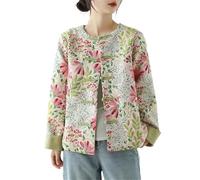 Women Spot Textured Coat Floral Shirt Long Sleeve Clothing Top Jacket Casual Loose Buckle En8 M