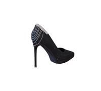 Women Spring Pointed Fine Heel Shallow Mouth Rhinestone Platform Pumps Black