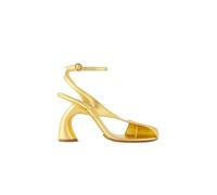 Women Spring Summer Open Square One Button Sandals Golden 8