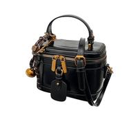 Women Square Box,Square Box Shoulder Bag - PU Back Small Back Punch,Birthday's Mother's Day Versatile Fashion Large Capacity for Cosmetics, Cellphone, Keys, Black, Fare riferimento alla descrizione