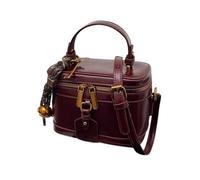 Women Square Box,Square Box Shoulder Bag - PU Back Small Back Punch,Birthday's Mother's Day Versatile Fashion Large Capacity for Cosmetics, Cellphone, Keys, Claret, Fare riferimento alla descrizione