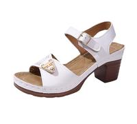 Women Square Heels Thick Soled Sandals - Open Toe Wedge Sandals For Women Comfortable Thick Soled Cushion Sandal Adjustable Buckle Ankle Strap Sandal Summer Walking Shoes With Arch Support