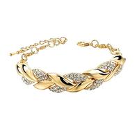 Women St Patrck Day Bracelets Mother's Day For Wedding Leaf Luxury For Women Crystal Bracelets Gold Hand Chain Accessory Mason Watch (Gold, One Size)