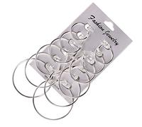 Women St Patrck Day Earrings Mother's Day 6Pairs/set Vintage Silver Earrings Ear Clip Circle Big Gold Women Hoop Earrings Variety Earring Pack (Silver, One Size)