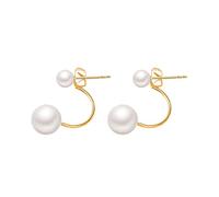 Women St Patrck Day Earrings Mother's Day Double Pearl Arc Earrings Thin Dangle Gold Elegant Pearl Arc Earrings Wedding Women Accessories Jewelry Earrings For Women Multicolo Earrings (Gold, One Size)