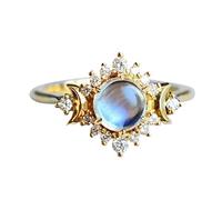 Women St Patrck Day Ring Valentine's Day Engagement Life In Rings Rings Moon Sun Gold Anniversary Rings Commitment Celestial Wedding Fashion Ladies Gifts My Jewelry Moon Big Rings for Women (Gold, 8)