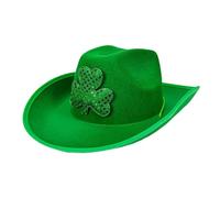 Women St. Patrick's Cowboy Hat Green Cowboy Hat with Glitter Decoration Ladies Girls Cap Headwear for Fancy Dress Holiday Party Irish Holiday Costume Sparkly Cap One Size (08 Green, One Size)