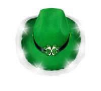 Women St. Patrick's Cowboy Hat St Patricks Day Hat St Patricks Day Accessories Green Cowgirl Hat with Glitter Decoration Irish Hat Leprechuan Hat Irish Gifts Paddys Day Fancy Dress for Holiday Party
