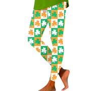 Women St. Patrick's Day Leggings Womens Leggings St. Patricks Day Yoga Pants Green Shamrock Print Leggings High Waist Elastic Tights Saint Patricks Day Running Workout Trousers