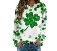 Women St Patricks Day Sweatshirt St. Patricks Day Jumper Long Sleeve Pullover Shirts Funny Shamrock Sweater Tops Lucky Shirt St Pattys Day Green Shamrock Tee Cute Irish Outfits Clothing