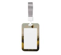 Women Standing On Grassy Hill Sliding Id Badge Holder Hard Plastic Work Card Case Name Tag Protector for Nurses Office