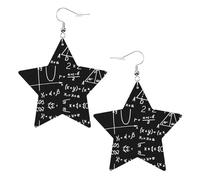 Women Star Dangle Drop Earrings Algebra Geometry Abstract Math Faux Leather Earring