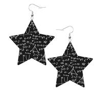 Women Star Dangle Drop Earrings Algebra Geometry Abstract Math Pattern Faux Leather Earring