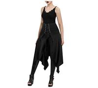 Women Steampunk Gothic Wrap Skirt Halloween Gothic Punk Asymmetric Skirts Womens Lace-up Slit Front A-Line Skirt Casual Midi Skirt Classic Party Gowns Plus Size Dance Party Club Dress Clearance