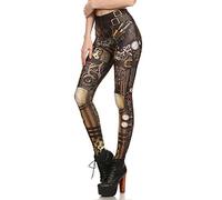Women Steampunk Retro Leggings Comic Cosplay Punk Print Polyester Gothic Trousers Capris Pants S-4XL Plus Size, Kdk1625, M