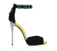 Women Stiletto High Open Toe Fashion Sandals Elegant Crystal Rhinestone Ankle Strap Sexy High Heels Classic Round Toe Comfortable Dress Shoes for Parties Wedding Prom,Black,2 UK