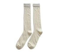 Women Stockings Hollowing Out Lace Mesh Fishnet Long Socks White Beige Knee Sock Stocking Hosiery Sweet Girl(Beige-A)