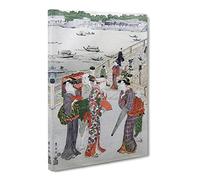 Women Stood By Ryogoku Bridge By Utagawa Toyokuni Asian Japanese Canvas Wall Art Print Ready to Hang, Framed Picture for Living Room Bedroom Home Office Décor, 20x14 Inch (50x35 cm)