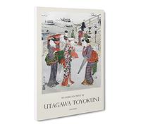 Women Stood By Ryogoku Bridge By Utagawa Toyokuni Exhibition Museum Asian Japanese Canvas Wall Art Print Ready to Hang, Framed Picture for Living Room Bedroom Home Office Décor, 24x16 Inch (60x40 cm)