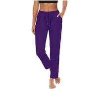 Women Straight Leg Joggers Stretch Lightweight Cropped Jogging Bottoms Ladies Drawstring Tracksuit Bottoms with Pockets Comfortable Casual Workout Yoga Sport Gym Pants Sweatpants