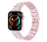 Women Straps Compatible with Huawei Watch Fit 5 Strap, Crystal Bling Glitter Diamond Metal Stainless Steel Wristband Replacement Watchband for Huawei Watch Fit 5/4/3 (Pink)