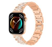 Women Straps Compatible with Huawei Watch Fit 5 Strap, Crystal Bling Glitter Diamond Metal Stainless Steel Wristband Replacement Watchband for Huawei Watch Fit 5/4/3 (Rose Gold)