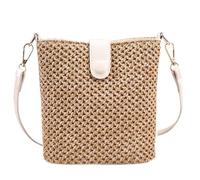 Women Straw Crossbody Bag Beach Handmade Rattan Shoulder Bags Hand Woven Leather Straps Straw Clutch Purse Vacation, White-large, One Size